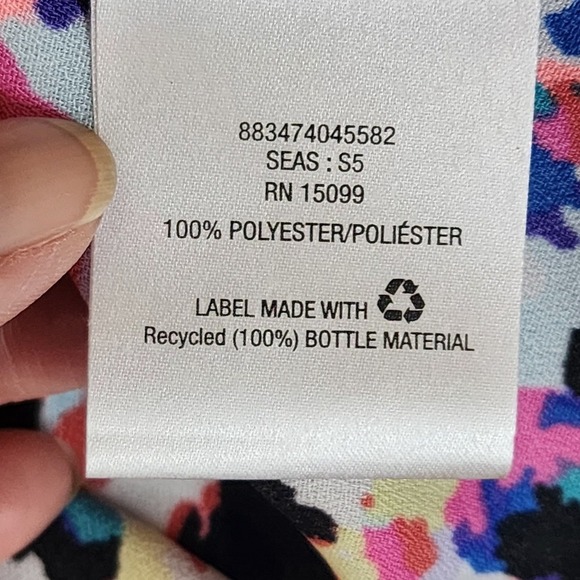 Metaphor Sheer Blouse Women L Pink Multicolor Floral Semi-Sheer Short Sleeve Top - Picture 11 of 14